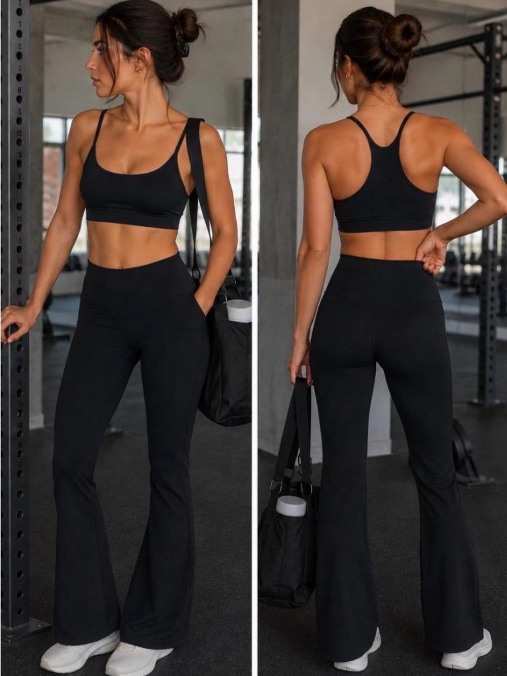Yogalicious Black Lux Madison Crossover 7/8 Flare Leggings